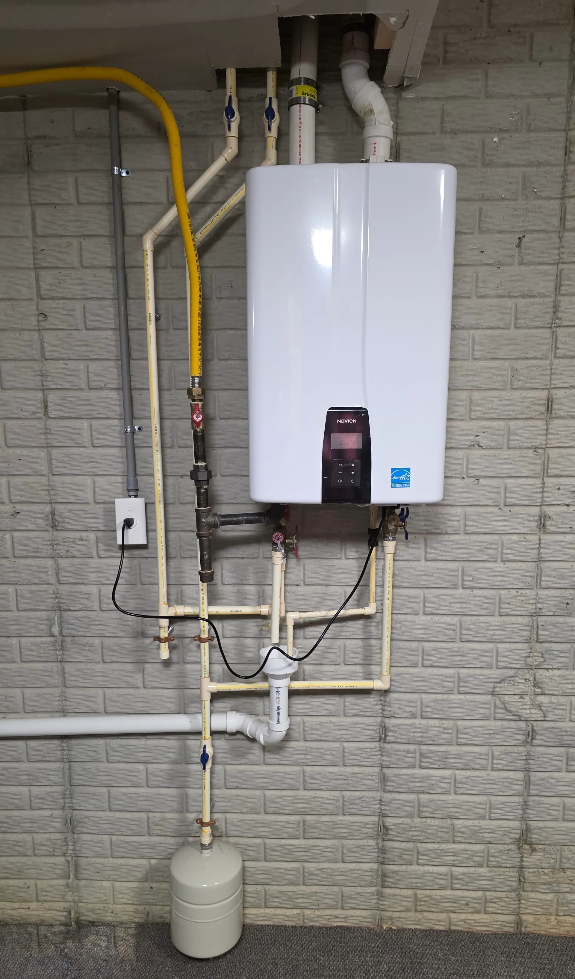 Navien tankless water heater installed by Allegiant Plumbing in Columbus, Ohio